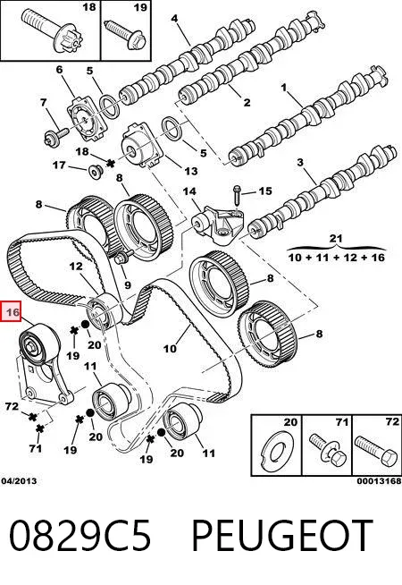 Reguladora de tensão da correia do mecanismo de distribuição de gás 0829C5 Peugeot/Citroen