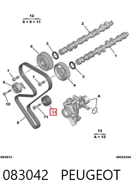 Rolo parasita da correia do mecanismo de distribuição de gás 083042 Peugeot/Citroen