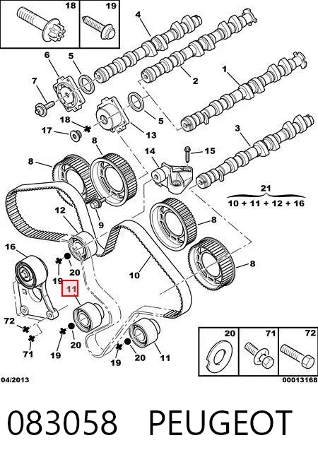 Rolo parasita da correia do mecanismo de distribuição de gás 083058 Peugeot/Citroen
