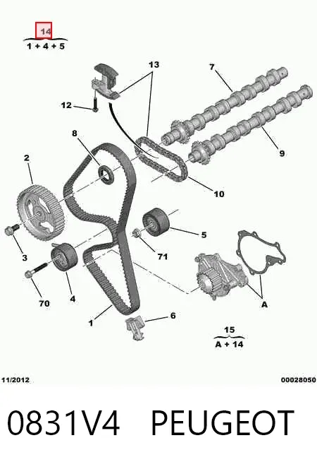 Correia do mecanismo de distribuição de gás, kit 0831V4 Peugeot/Citroen