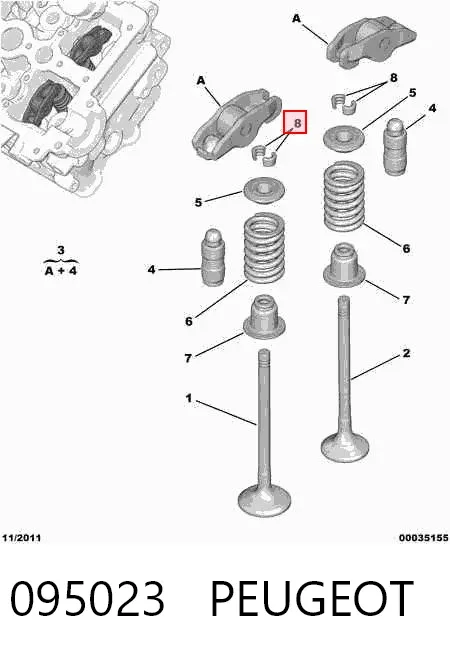 Peça inserida de válvula 095023 Peugeot/Citroen