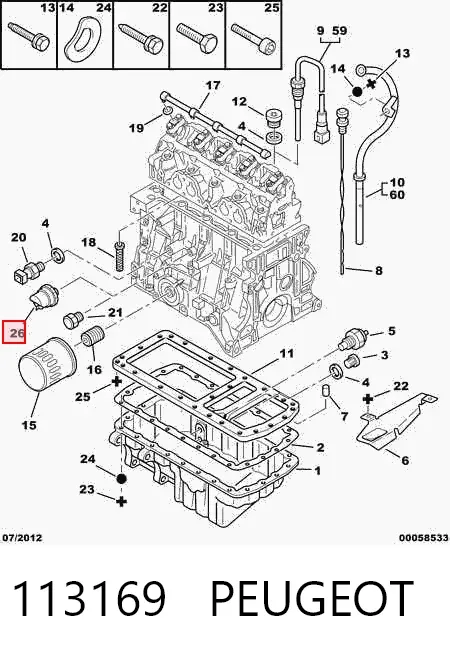 Sensor de pressão de óleo 113169 Peugeot/Citroen