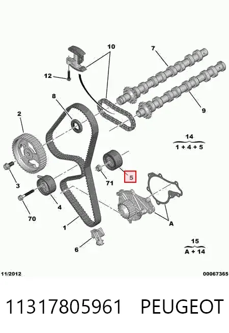 Rolo parasita da correia do mecanismo de distribuição de gás 11317805961 Peugeot/Citroen