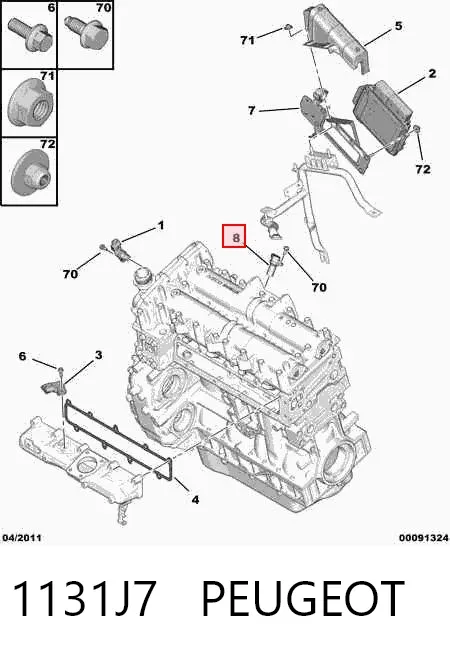 Sensor de posição (de revoluções) de cambota 1131J7 Peugeot/Citroen
