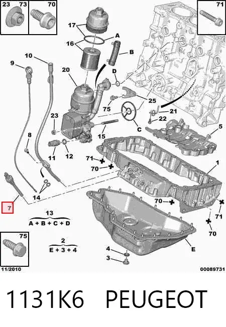 Sensor do nível de óleo de motor 1131K6 Peugeot/Citroen