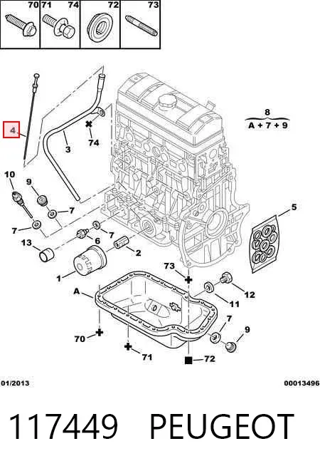 Sonda (indicador) do nível de óleo no motor 117449 Peugeot/Citroen