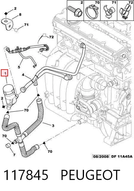 Válvula PCV de ventilação dos gases de cárter 117845 Peugeot/Citroen