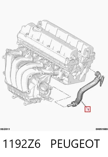 Cano derivado de ventilação de cárter (de separador de óleo) 1192Z6 Peugeot/Citroen