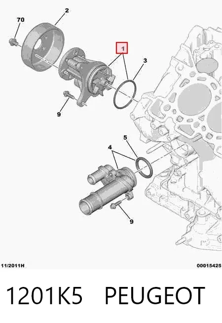 Bomba de água (bomba) de esfriamento 1201K5 Peugeot/Citroen