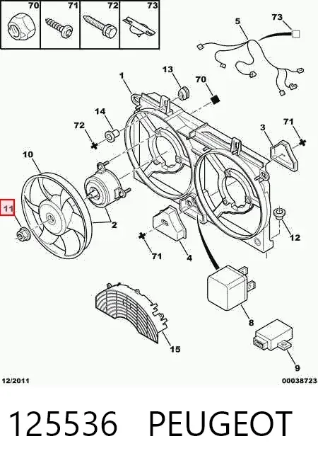 Ventilador (roda de aletas) do radiador de esfriamento 125536 Peugeot/Citroen