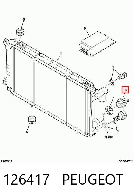 Sensor de temperatura do fluido de esfriamento (de ativação de ventilador do radiador) 126417 Peugeot/Citroen