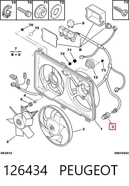 Sensor de temperatura do fluido de esfriamento (de ativação de ventilador do radiador) 126434 Peugeot/Citroen