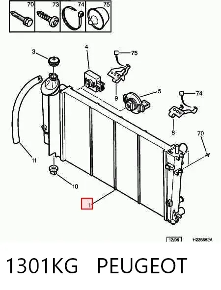 Radiador de esfriamento de motor 1301KG Peugeot/Citroen