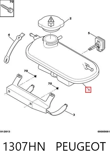 Tanque de expansão do sistema de esfriamento 1307HN Peugeot/Citroen