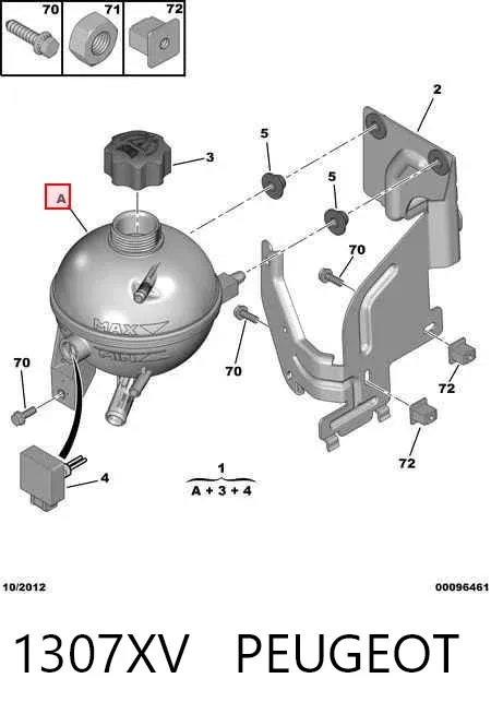 Tanque de expansão do sistema de esfriamento 1307XV Peugeot/Citroen
