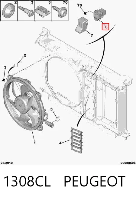 Regulador de revoluções de ventilador de esfriamento (unidade de controlo) 1308CL Peugeot/Citroen