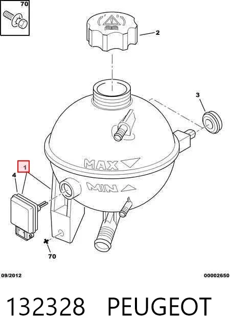 Tanque de expansão do sistema de esfriamento 132328 Peugeot/Citroen