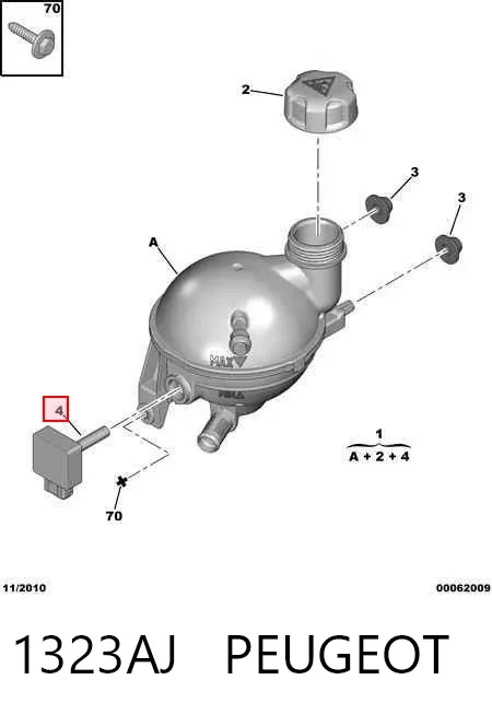 Tanque de expansão do sistema de esfriamento 1323AJ Peugeot/Citroen