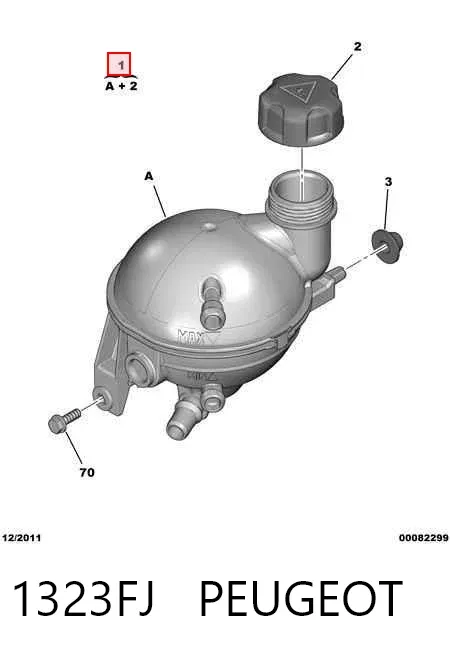 Tanque de expansão do sistema de esfriamento 1323FJ Peugeot/Citroen