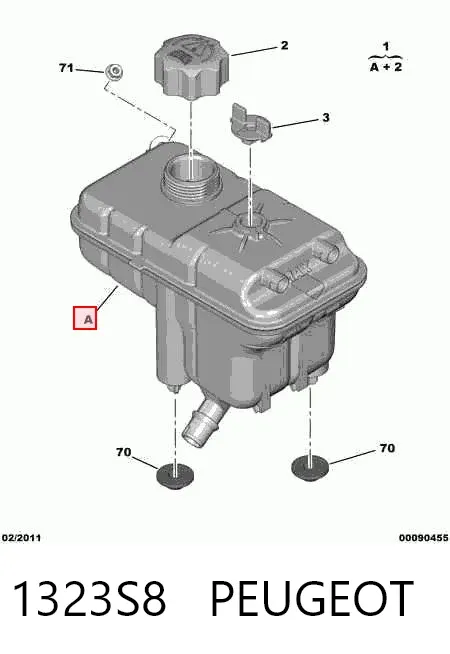 Tanque de expansão do sistema de esfriamento 1323S8 Peugeot/Citroen