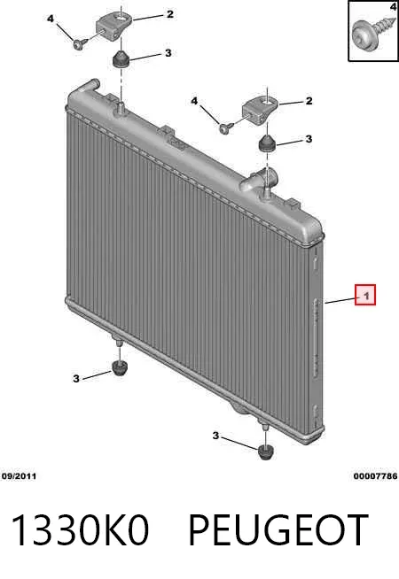 Radiador de esfriamento de motor 1330K0 Peugeot/Citroen
