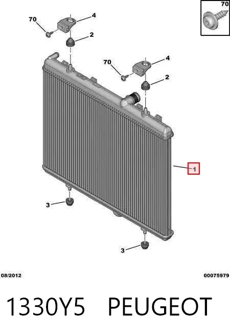 Radiador de esfriamento de motor 1330Y5 Peugeot/Citroen
