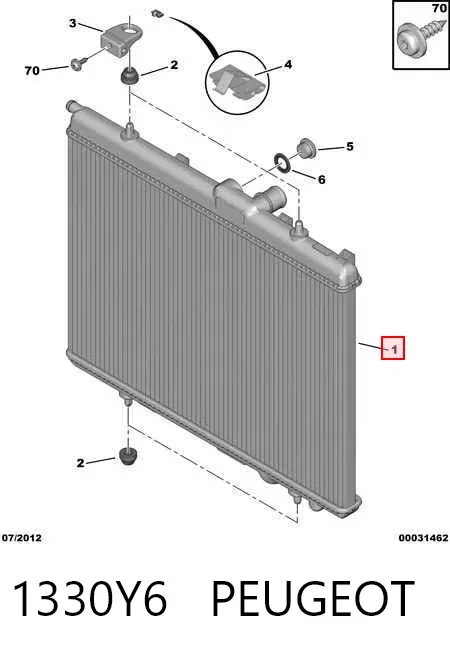 Radiador de esfriamento de motor 1330Y6 Peugeot/Citroen