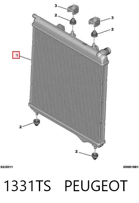 Radiador de esfriamento de motor 1331TS Peugeot/Citroen