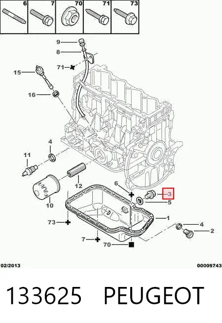 Tampão de panela de motor 133625 Peugeot/Citroen