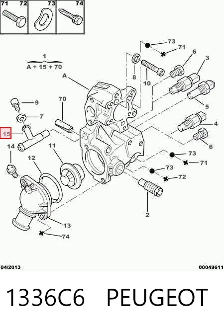 Caixa do termostato 1336C6 Peugeot/Citroen