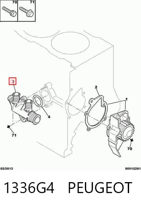 Flange do sistema de esfriamento (união em T) 1336G4 Peugeot/Citroen