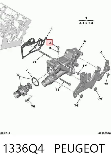 Caixa do termostato 1336Q4 Peugeot/Citroen