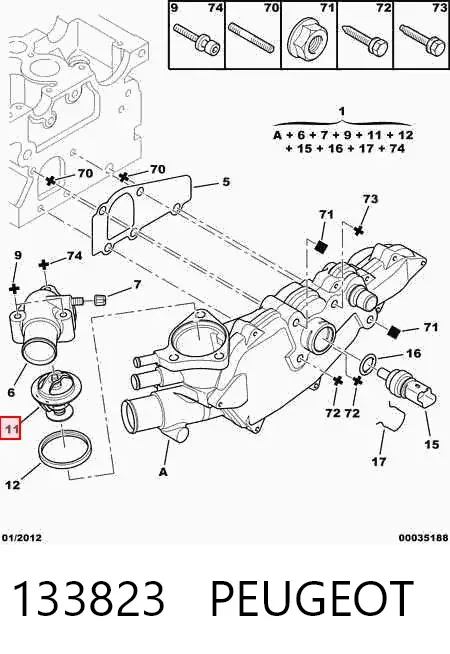 Termostato 133823 Peugeot/Citroen