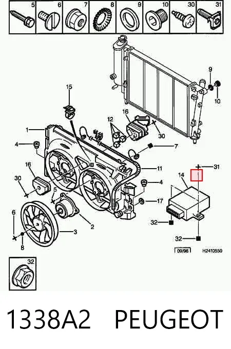 Regulador de revoluções de ventilador de esfriamento (unidade de controlo) 1338A2 Peugeot/Citroen