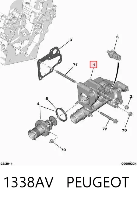 Caixa do termostato 1338AV Peugeot/Citroen