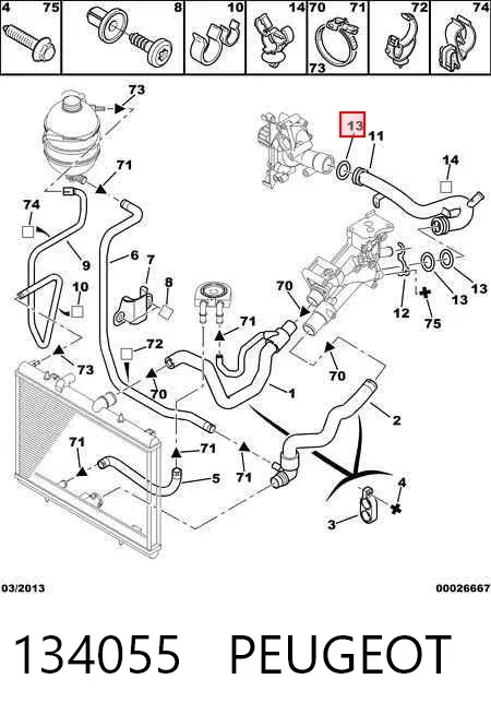 Vedante anular do sistema de esfriamento 134055 Peugeot/Citroen