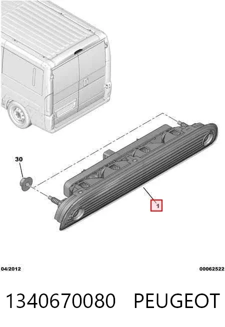 Sinal de parada traseiro adicional 1340670080 Peugeot/Citroen