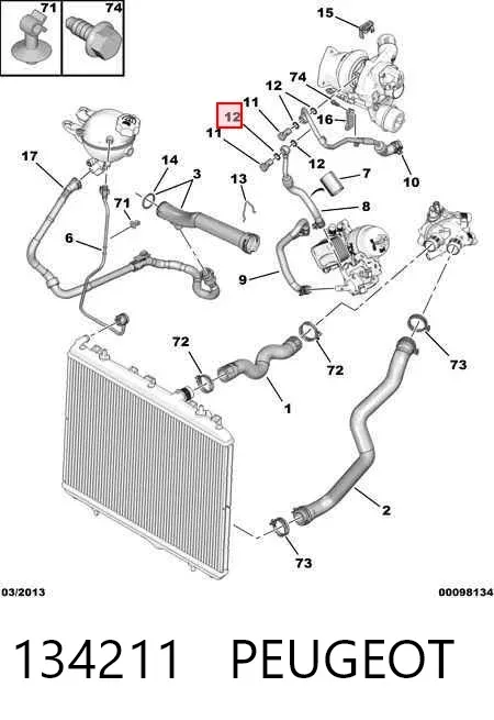 Vedante (anel) de mangueira de esfriamento de turbina, de fornecimento 134211 Peugeot/Citroen