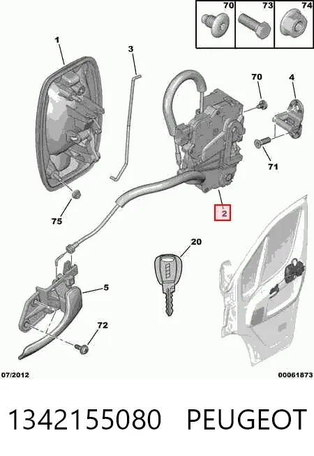 Fecho da porta dianteira esquerda 1342155080 Peugeot/Citroen