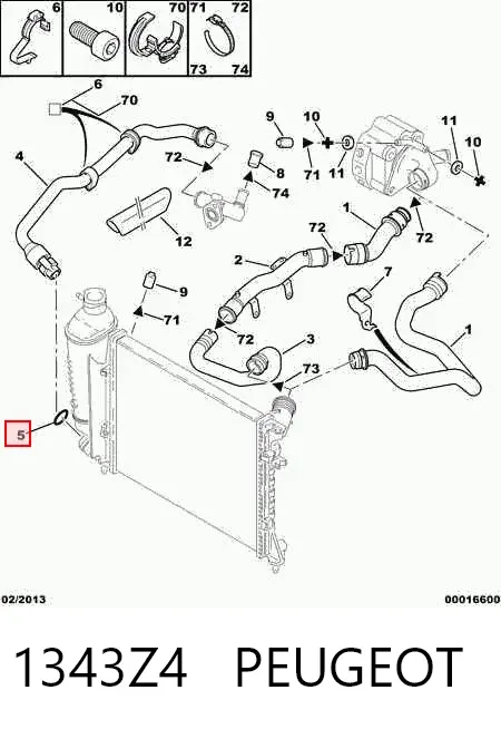 Vedante anular do sistema de esfriamento 1343Z4 Peugeot/Citroen