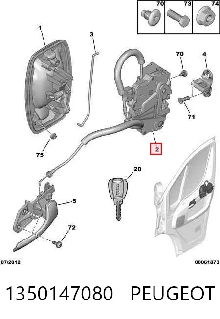 Fecho da porta dianteira esquerda 1350147080 Peugeot/Citroen
