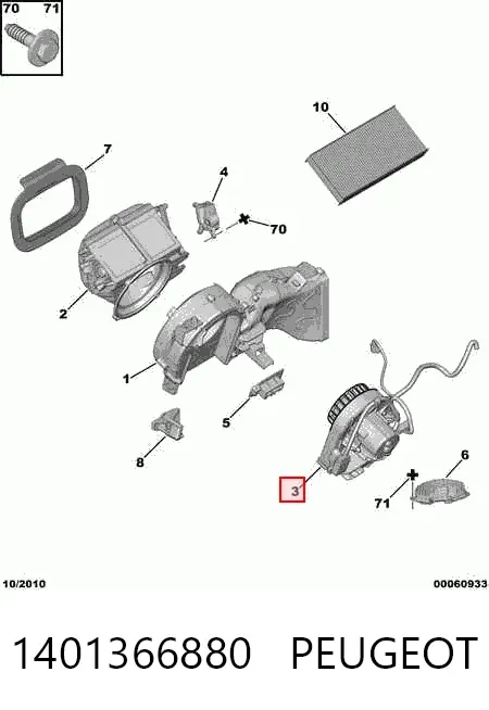 Motor de ventilador de forno (de aquecedor de salão) 1401366880 Peugeot/Citroen