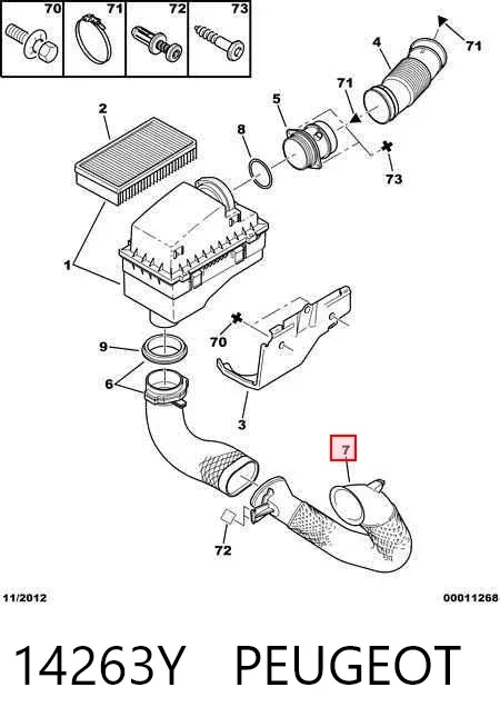 Tomada de ar de filtro de ar Peugeot 406 8B