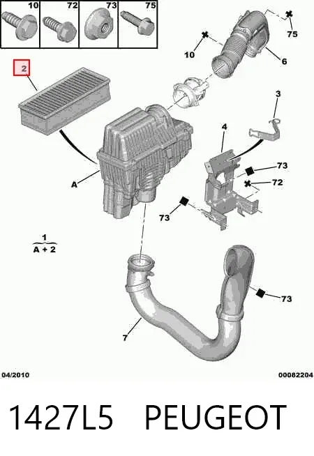 Caixa de filtro de ar 1427L5 Peugeot/Citroen