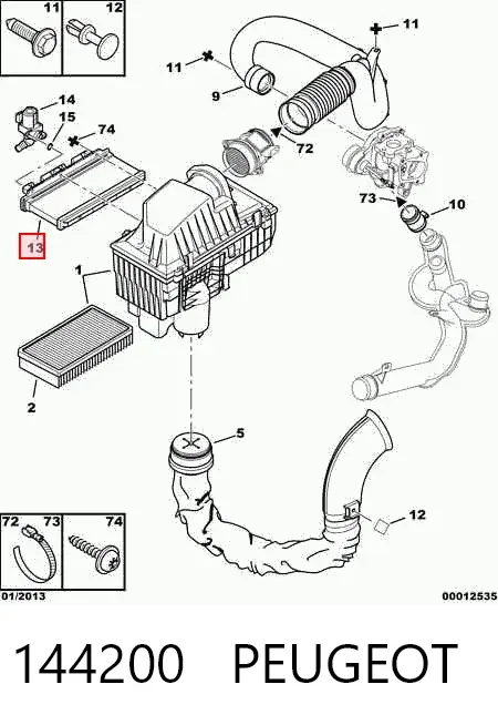 Aquecedor de ar de tubo coletor de admissão 144200 Peugeot/Citroen