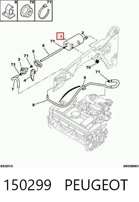 Adsorvedor dos vapores de combustível 150299 Peugeot/Citroen