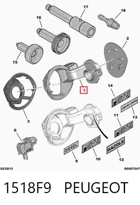 Consola de fixação do alcapão do tanque de combustível 1518F9 Peugeot/Citroen