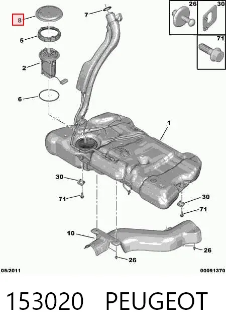 Tampa da bomba de combustível 153020 Peugeot/Citroen