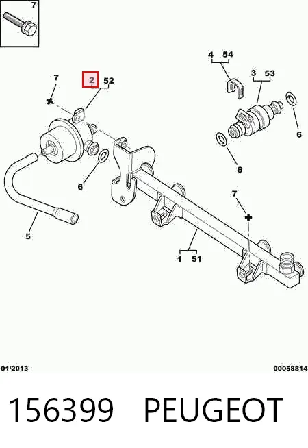 Regulador de pressão de combustível na régua de injectores Peugeot 405 I