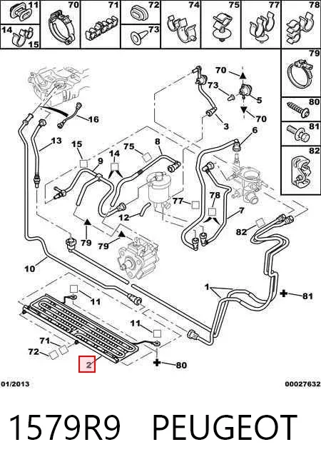 Radiador de esfriamento de combustível 1579R9 Peugeot/Citroen